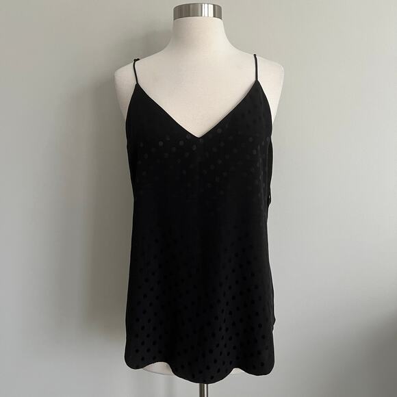 Express Black On Black Polka Dot Tank Medium NWT - Picture 1 of 9